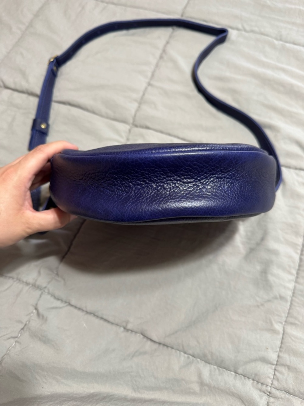 Portland Leather Circle Crossbody in Cobalt - Picture 5 of 11
